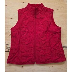 Pendleton Vest Women's XL Red Fleece Quilted Paisley Full Zip Outdoor Jacket